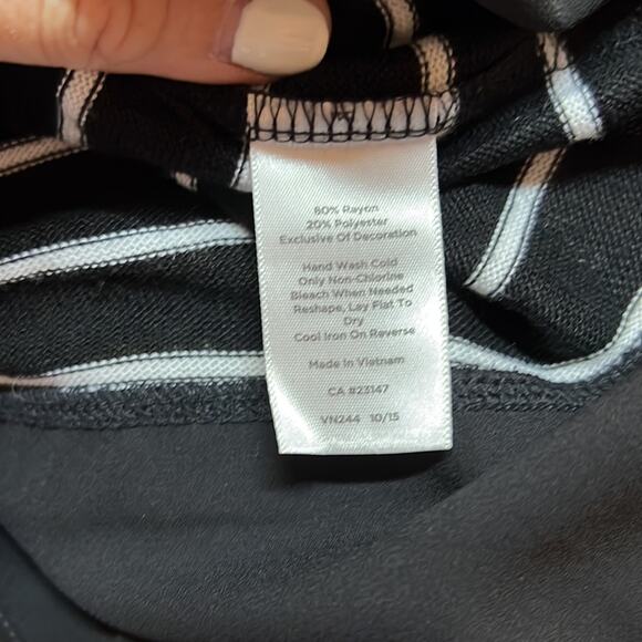 Talbots black white stripe knit sweater with faux under blouse size SP B93 - Picture 4 of 5